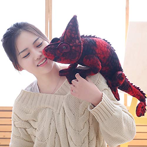 Simulazione Rettili Lucertola Camaleonte Peluche Giocattoli Realistico Camaleonte Cuscino Peluche Animale Farcito Bambola Camera Decor per Bambini Regali 100 cm Rosso
