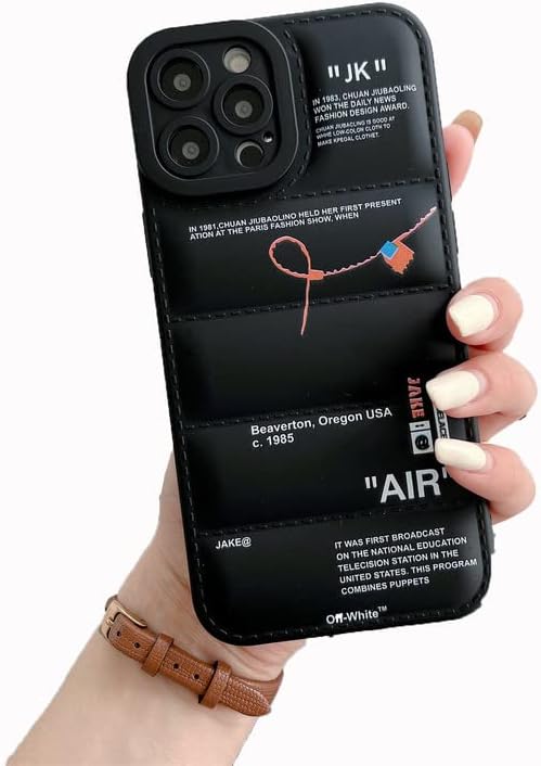 ZEDAIZAI Ins Hot Off - Funda acolchada compatible con iPhone 14 Pro, silicona suave y TPU de cuerpo completo a prueba de golpes (14 Pro - negro)