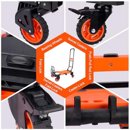 Carretilla plegable 2 en 1 con manija ajustable y 4 ruedas miniatura 4