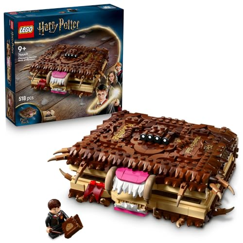 LEGO Harry Potter Chomping Monster Book Of Monsters Interactive Toy with Pull-Back Motor & Chomping Mouth incl. Neville Longbottom Minifigure - Gift for 9+ Year Old Boys Girls & Fans - 76449