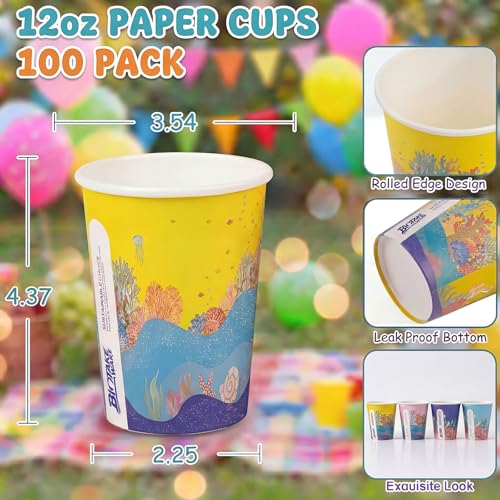 27% de descuento en 100 vasos de papel de 12 onzas con diseños oceánicos