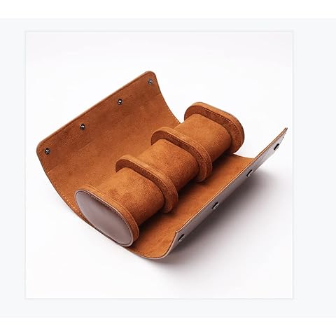 tixudao Watch box, 3 Slots Watch Roll Travel Case Watch Display Storage Organizer Jewelry Storage Box PU Leather Brown Cover