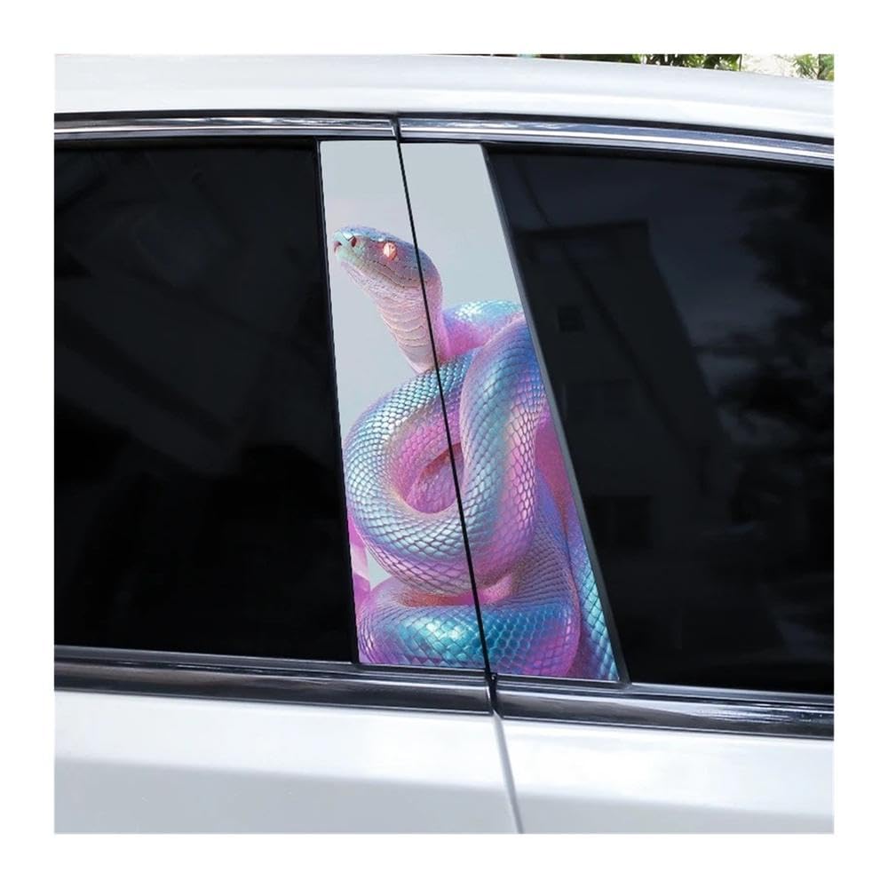Bertdcx E 2Pcs Snak Car Pillar Personalized Shap Sticker Door Pillar Vinyl Self Adhesiv Paper Auto Parts(E)