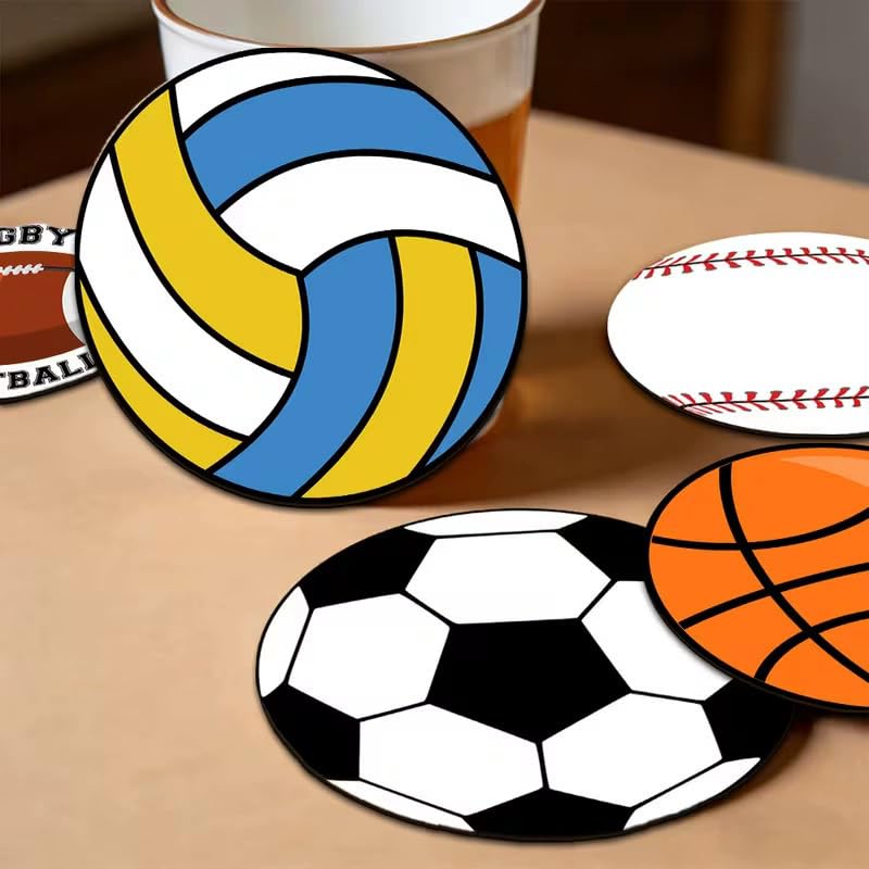 Posavasos para cueva de hombre y fiestas deportivas juego de 6 unidades de madera rústica 6