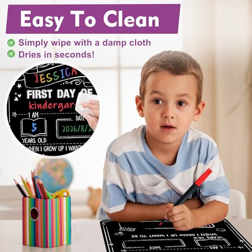 WaaHome First and Last Day of School Sign Board with 6 Colorful Liquid Chalk Markers - 11"x14" Double-Sided & Reusable Erasable - First Day of Preschool Sign - Back to School Signs Supplies — view 4