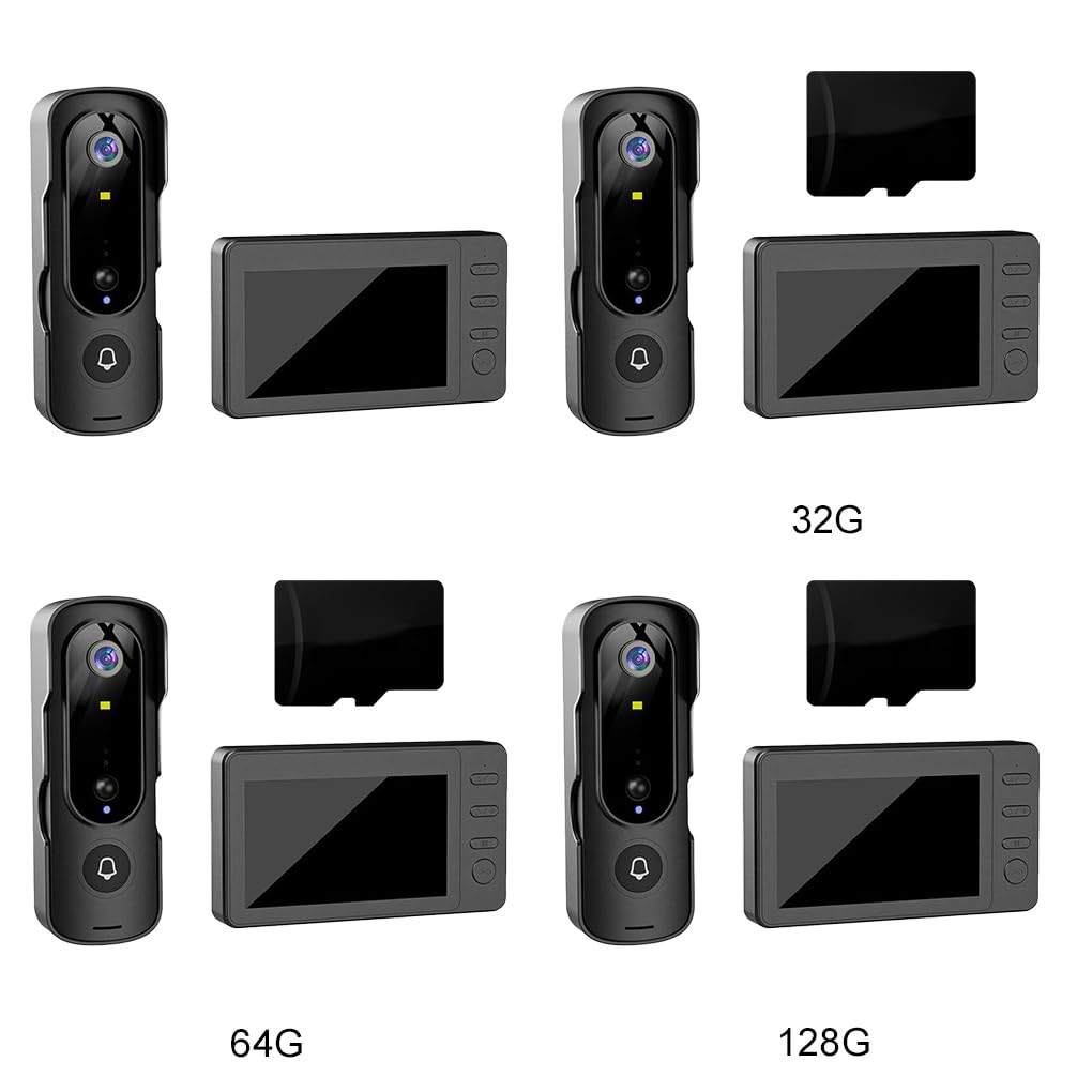 Sonnette vidéo sans Fil - Image Couleur -,Carte Standard + 12 Go