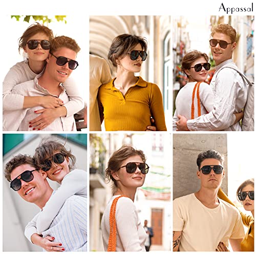Retro Polarized Aviator Sunglasses Womens Men Vintage Double Bridge Square Sun Glasses AP3606