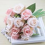Ocasion: Boda Cvoepobey 12pzs / Lote Rosa Artificial Ramo de Boda Rosa Real tailandesa Flores de Seda Decoracion de casa Decoracion de Fiesta Boda (champana)