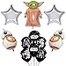 SZWL Baby Yoda Party Globos, Star Wars Globos de helio, Globo de látex Globos de aluminio 18 pulgadas Plata Pentagrama Nave espacial Yoda Tema Cumpleaños Baby Shower Fiesta Decoración