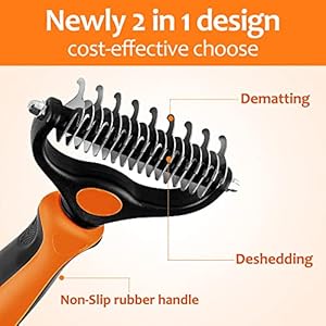 Undercoat-rake-for-DogsDog-Deshedding-Brush-for-Large-Dogs2-in-1-Dematting-Comb-deShedding-Tool-for-Long-Hair-CatsPet-Hair-Grooming-Brush-Clear-mats-and-tangles-Reduces-Shedding-by-95 - Cucciolini Doodles   Undercoat-rake-for-DogsDog-Deshedding-Brush-for-Large-Dogs2-in-1-Dematting-Comb-deShedding-Tool-for-Long-Hair-CatsPet-Hair-Grooming-Brush-Clear-mats-and-tangles-Reduces-Shedding-by-95