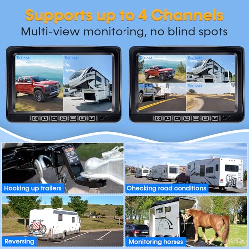 Image of Magnetic RV Backup Camera Wireless with 7 inch Monitor: 1-Min No Wiring Esay Setup for Trailer Camper - 1080P HD See Every Obstacle Clearly for Campsite Reversing & Drive Monitoring