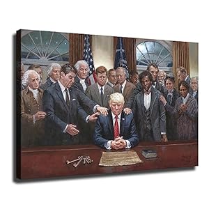 Legacy of Hope Historical Figures Praying for Donald Trump Canvas Art Poster Wall Painting Canvas Painting Wall Art Poster for Bedroom Living Room Decor Gift (08x12inch-No Framed)