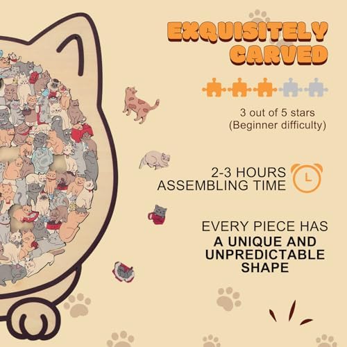 Xanthelle Wooden Puzzle for Adults Wooden Puzzle, Cat Puzzle, Wooden Cat Puzzle for Patience Games for Adults - Image 2