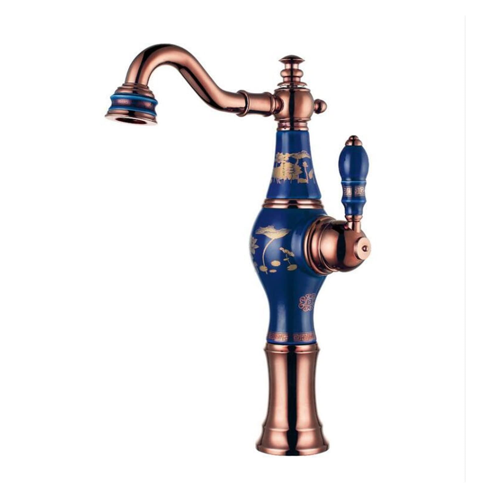 Robinet mitigeur salle de bains en céramique et laiton style Europe rose or