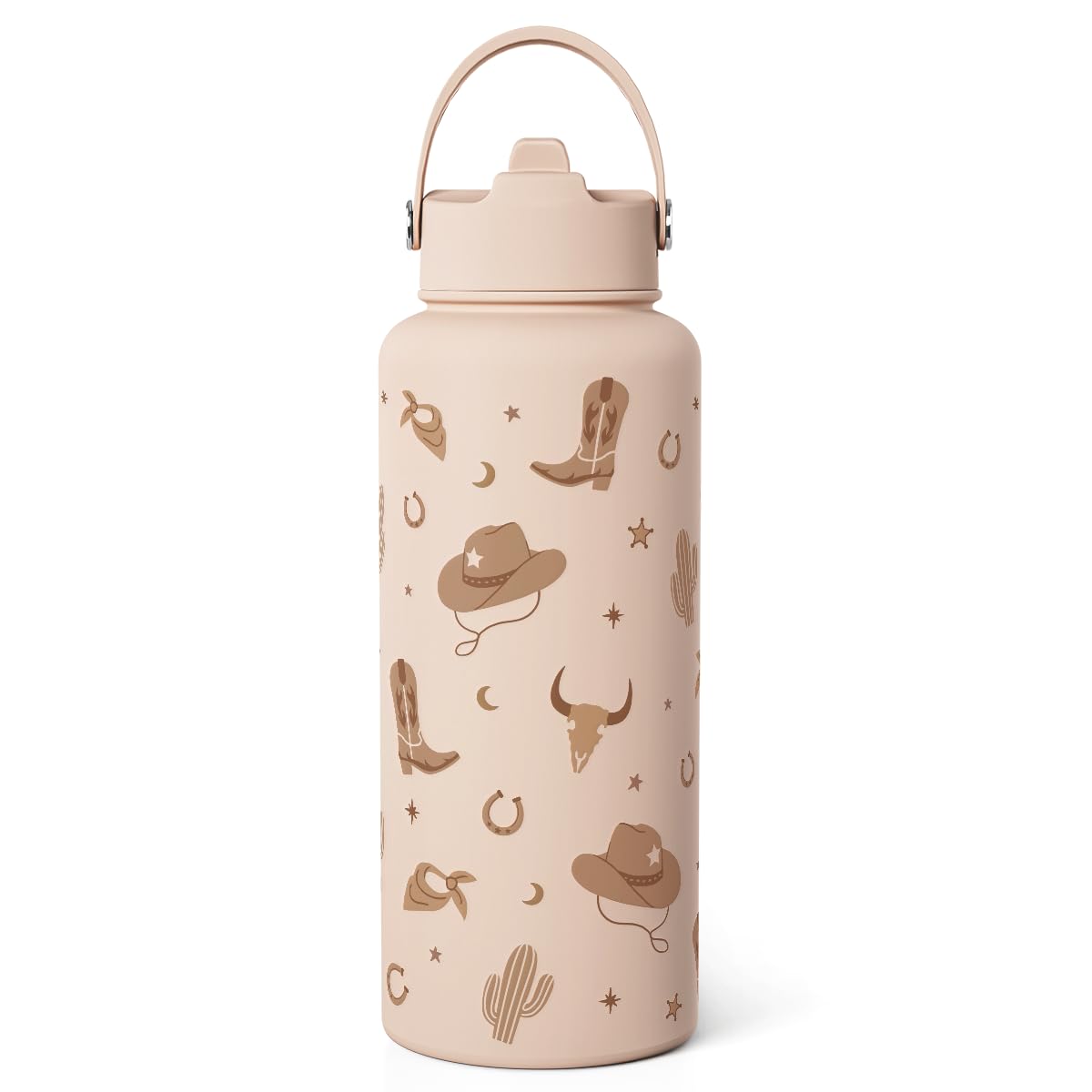 Western Cowgirl Water Bottle 32oz Stainless Steel with Lid, Insulated Bottles for Women Girls, Gift Idea for Birthday Christmas