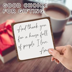 5 Inches Positive Wooden Sign And Thank You For A House Full Of People I Love Plaque With A Metal Support Inspirational Gift For Friend Or Family Decor For Home Office A02