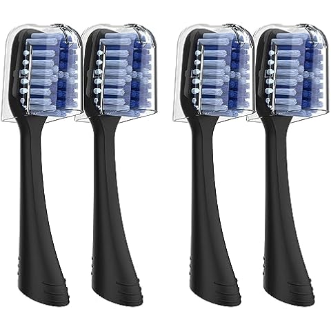 Replacement Toothbrush Heads for Oral-B Clic (Black, 4 Count, with Covers) Cover