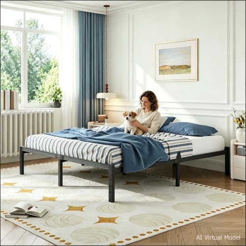 Image of ZIYOO 12 Inch Full Metal Platform Bed Frame, Mattress Anti-Slip Design | No Box Spring Needed, Easy Assembly, Noise-Free, Tools Included, Ideal for Bedrooms, Guest Rooms, Dorms, Hotels & B&Bs