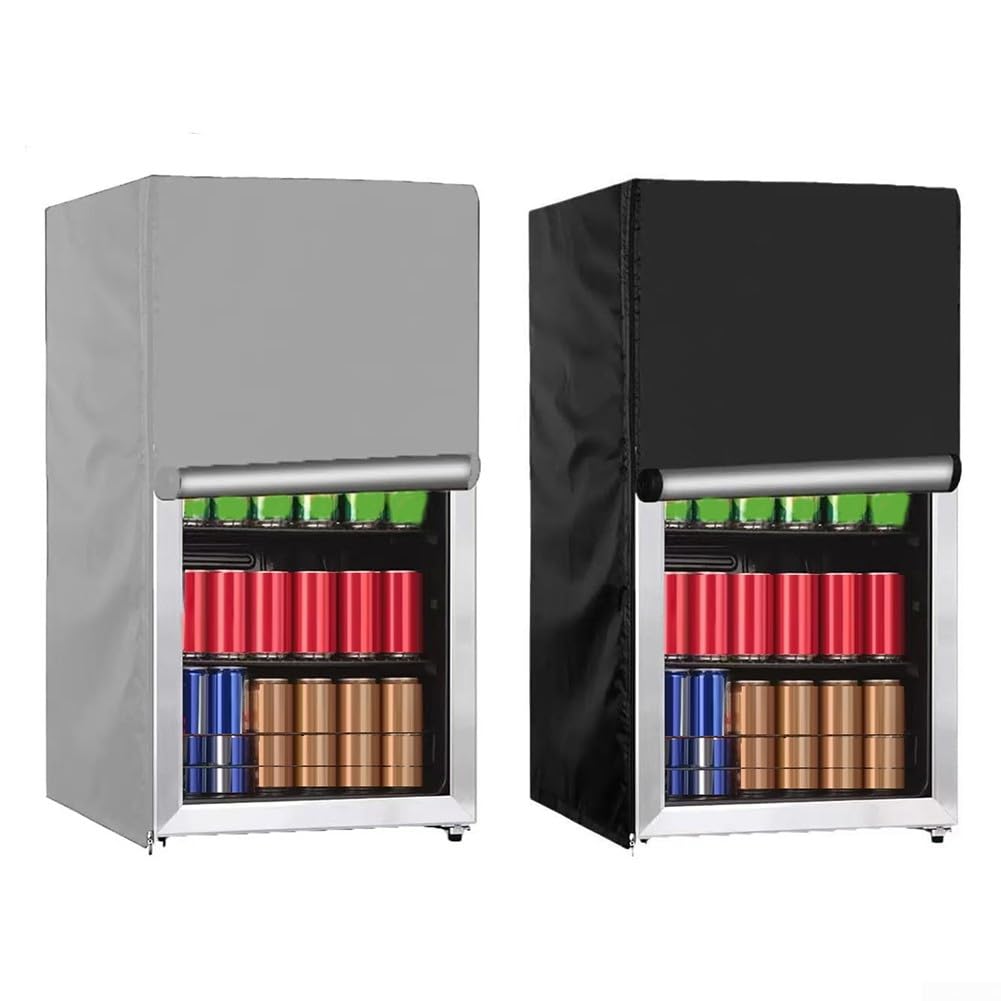 Aufrechte Gefrierschrank-Abdeckung, 210D Oxford, wasserdicht, mit Doppelreißverschluss, Seitentaschen für den Innen- und Außenbereich, Mini-Kühlschrankschutz (59 x 59 x 143 cm, schwarz)