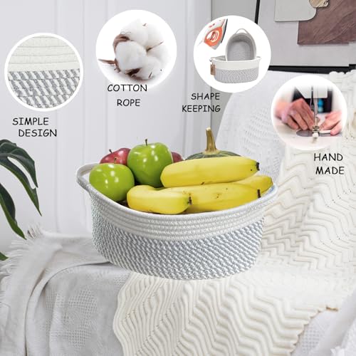 Image of COMFY-HOMI Oval Rope Basket with Handles for Shelves,Toys,Book, Cloth Storage Baskets for Organizing Toy Decorative Organizer for Living Room, Bathroom