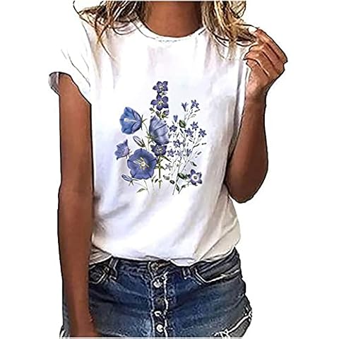 AMhomely Ladies Casual Floral T-Shirt Tunics Cover