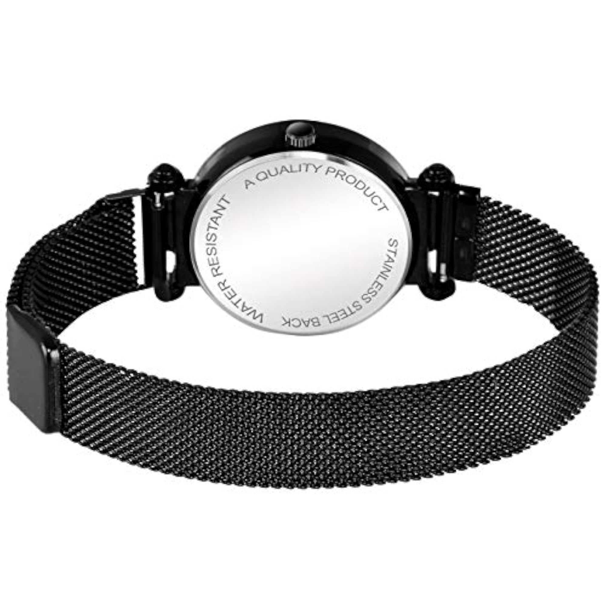 Women's Black Round Diamond Dial Magnet Belt Watch