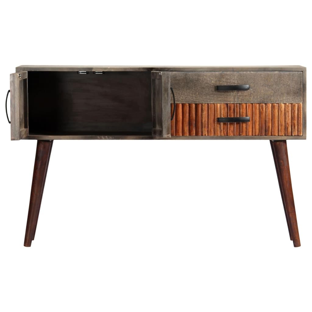 Mesa consola gris 120 x 35 x 75 cm mango madera maciza – Aparador clásico con 2 puertas y 2 cajones para pasillo y salón