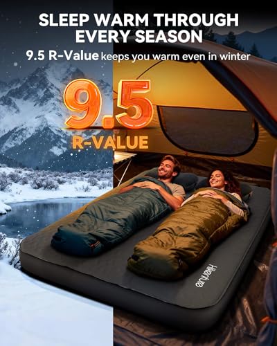 Image of Hikenture 4 inch Thick Self Inflating Sleeping Pad, Foam & Air Camping Mattress