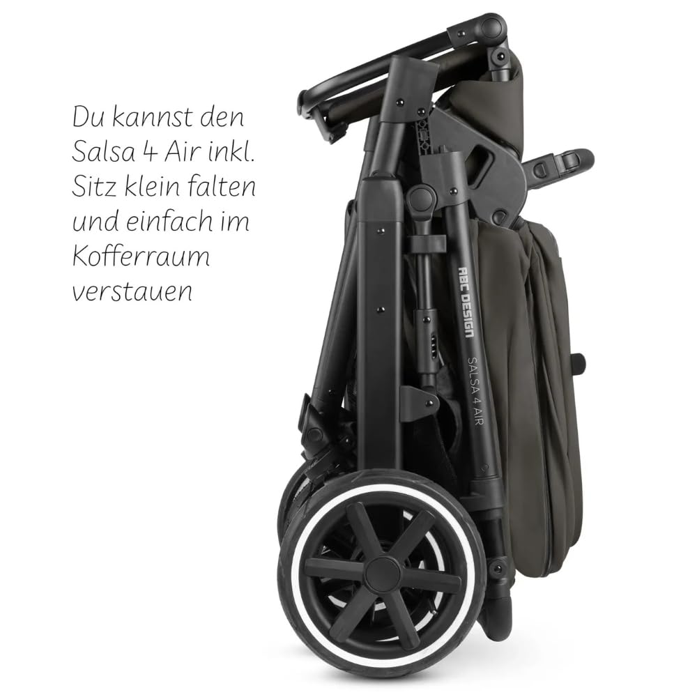 ABC Design 2 in 1 Kinderwagen Salsa 4 Air – Kombikinderwagen für Neugeborene & Babys – Inkl. Sportsitz Buggy & Babywanne – Radfederung & Luftreifen – Farbe: Cloud
