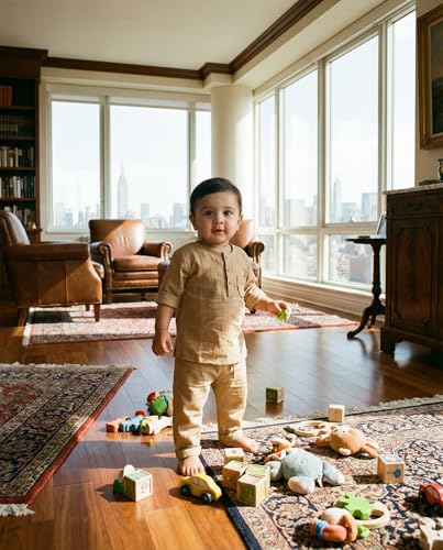 Image of Baby Boys Night Suit 3 /4 Sleeves Co-Ord Nightwear Set - Pure Cotton- Soft, Comfy & Perfect for Sleep Time