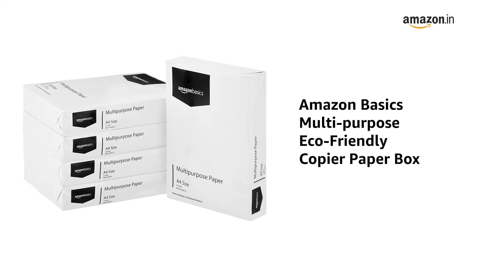 Watch AmazonBasics 75 GSM A4 Multi-purpose Eco-Friendly Copier Paper ...