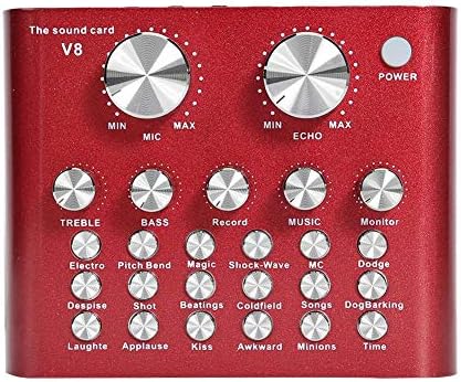 Widewing V8 Sound Card Audio Stereo Headset Microphone Webcast Streamer Live Sound Card (Red)