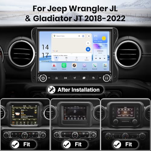 Car Radio Qualcomm [4GB+64GB] for Jeep Wrangler JL & Gladiator JT 2018-2022, 10 inch Touch Screen Android 13 Stereo with Wireless Carplay Android Auto/GPS/AM/FM/5G /WiFi