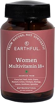 Earthful Multivitamin for Women | 100% Plant, Non-Synthetic | With Biotin, Zinc, Vitamin C, D3 for Immunity, Hair, Skin, Bones & Overall Wellness | 60 Capsules