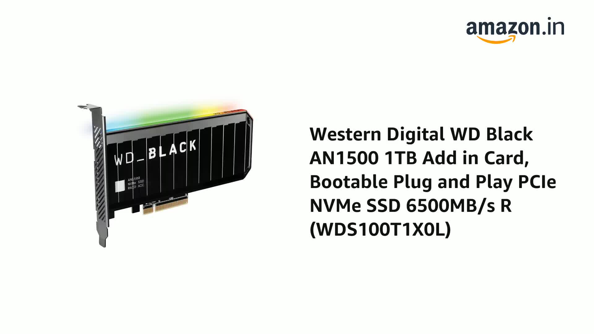 Western Digital WD Black AN1500 PCIe NVMe SSD Add in Card