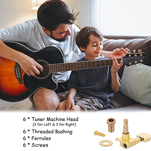 Gusnilo Guitar Tuning Pegs 6 Pcs 3L3R Acoustic Guitar Tuner Guitar Pegs Guitar Parts Guitar Machine Heads Knobs Guitar Replacement Buttons Knobs #TOP6