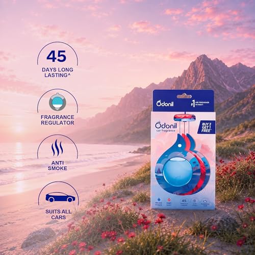 Image of Odonil Car Fragrance 2+1 Mix Perfume - Long Lasting (upto 45 day) Car Air Freshener | Hanging Car Perfume | Fragrance regulator | Suits all cars