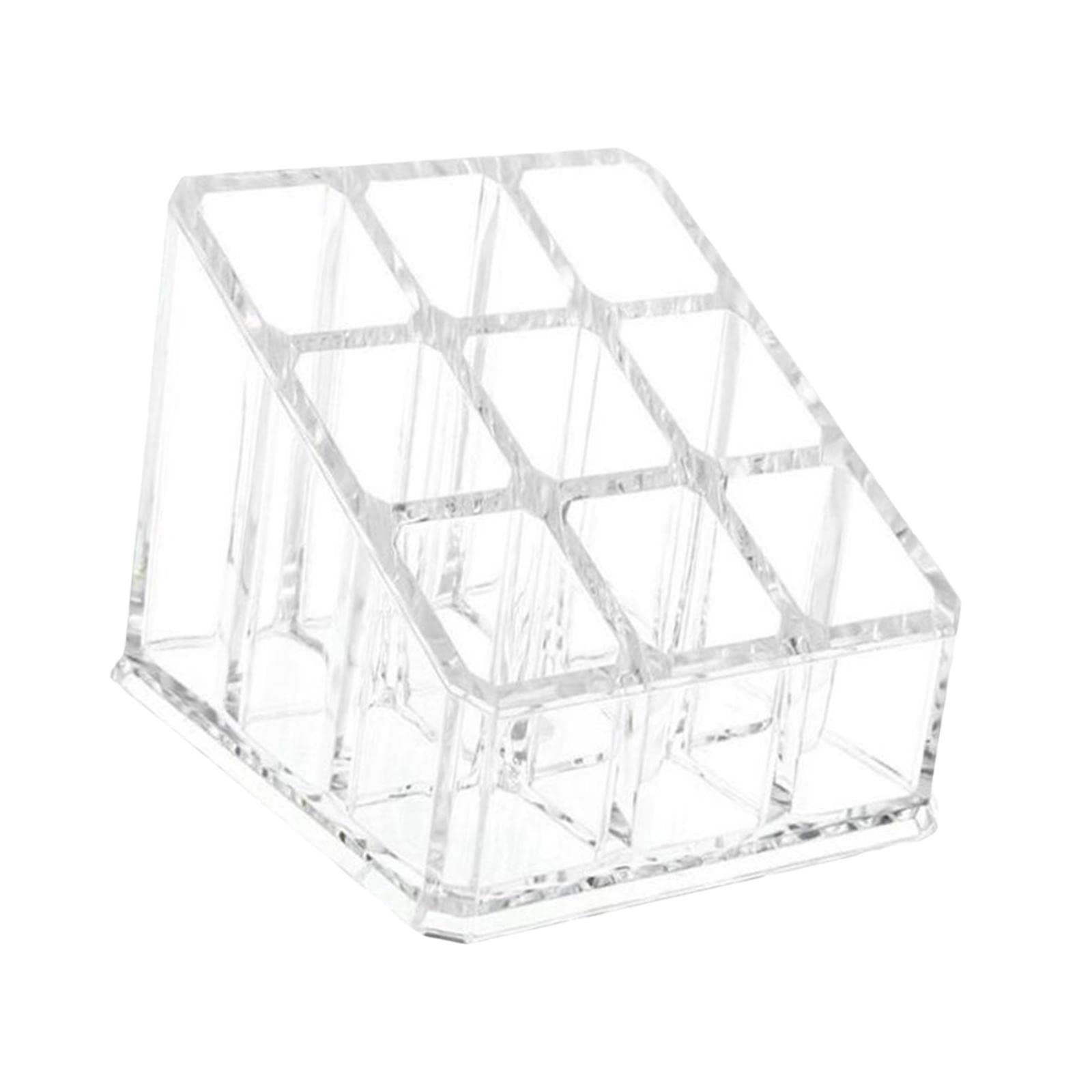 perfk 9 Grids Lipstick Holder Storage Stand Lip Gloss Holder Organizer Cosmetic Box Display Stand Clear for Bottles Lipstick Tubes Lip Gloss, A