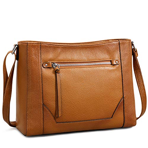 S-ZONE Medium Women Genuine Leather Crossbody Bags Cowhide Shoulder Handbag Ladies Purse