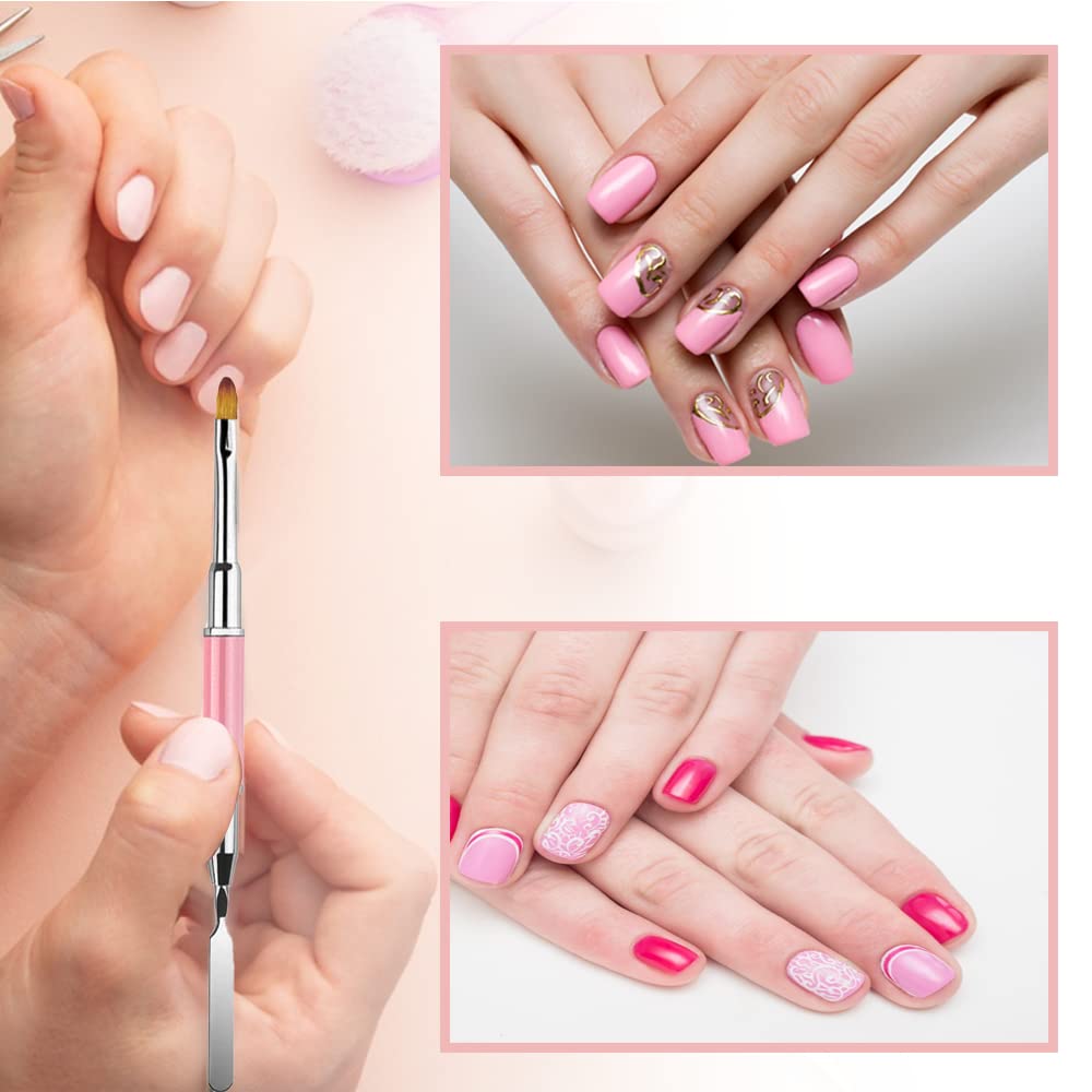 Dual-ended Nail Art Penna, Pennello Gel Unghie Ricostruzione, 2 in 1 Nail Art Brush Dual Ended, Unghie Dual End Pennello in Gel, Strumento Per Manicure Fai Da Te