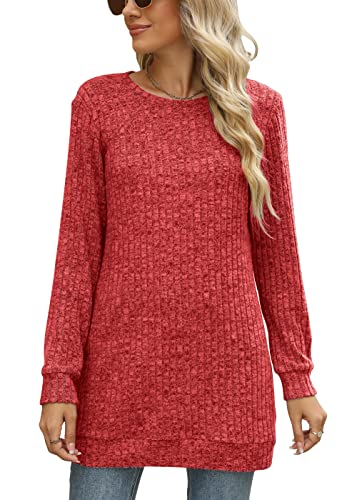 Image of Sweaters for Women Long Sleeve Crewneck Sweatshirt Loose Casual Tunic Tops
