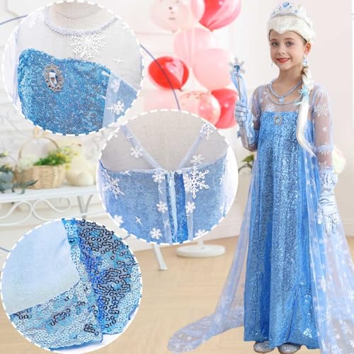 Vestido de Princesa Azul para Niñas con Accesorios miniatura 5