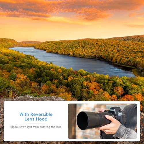 JJC Dedicated Lens Hood Shade Protector for Canon RF 100-400mm F5.6-8 is USM & EF 70-300mm f/4-5.6 is II USM Replaces Canon ET-74B Lens Hood Reversible/Bayonet/with Button to Lock or Release by JJC - Image 6