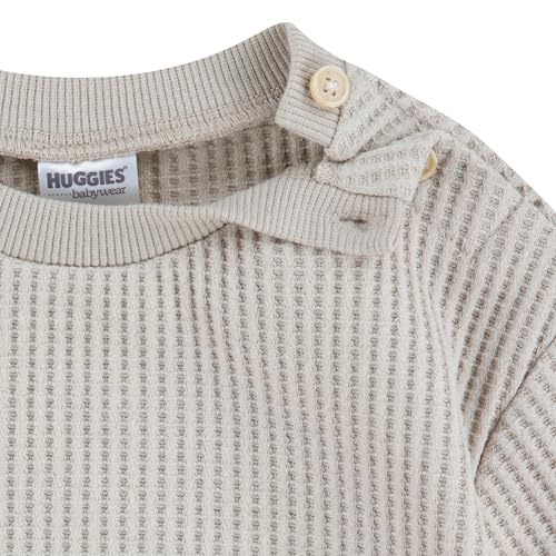 HUGGIES Waffle Knit Crewneck Sweatshirt and Pants 2-Piece Outfit Set - image 2