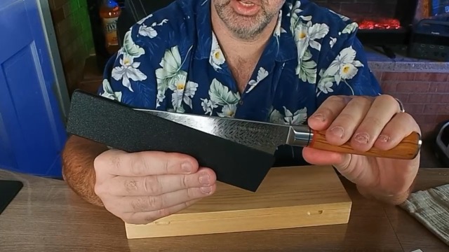 Damascus Chef Knife with beautiful wooden display 