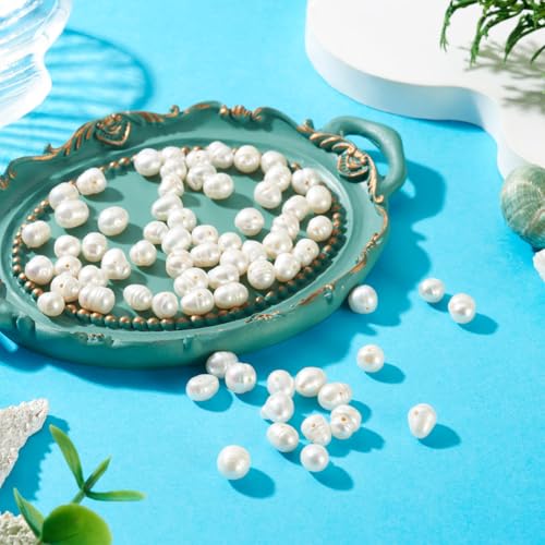 Image of Beadthoven 70pcs Natural Freshwater Cultured Pearls 6mm Irregular Potato Nuggets Beads Oval Rice Loose Beads for Jewelry Making Bracelet Necklace Earrings Bead Hole:0.6mm
