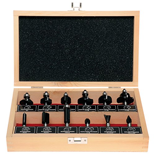 Router Bit Set 12 Pieces in Wooden Box Pack of 1