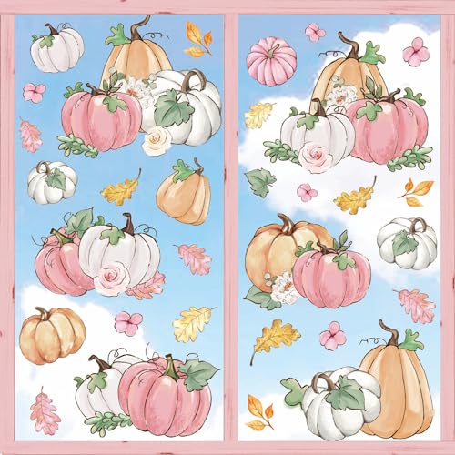 JarThenaAMCS Fall Window Clings Pink White Floral...