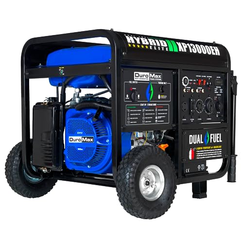 DuroMax XP13000EH 13,000-Watt Dual Fuel Portable Generator – Gas & Propane, Electric Start, Whole Home Backup Power, Transfer Switch Ready, RV & Emergency Ready