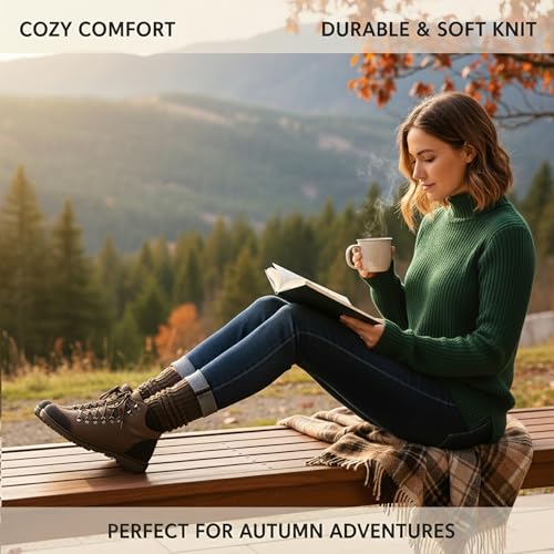 Image of 3 Pairs Slouch Socks for Women & Men, Ribbed Scrunch Crew Socks | 3-pair cotton-rich ribbed slouch socks for women and men, thick scrunch crew socks for boots, sneakers and lounging.